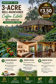 3 acres well maintained coeffe estate for sale kushalanagara coorg