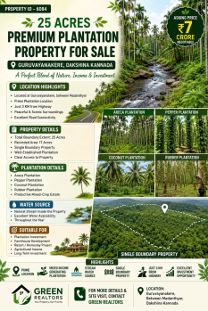 25 acres premium plantation for sale near dakshina kannada