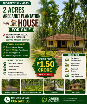2 acres arecanut  plantation for sale mysru disrtrict