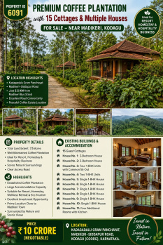 premium coeffe plantation with 15 coattages and multiple house for sale near madikeri kodagu