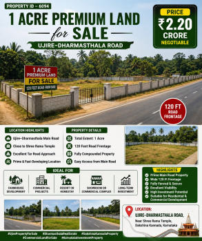 1 acres premium land for sale near dharmastala road