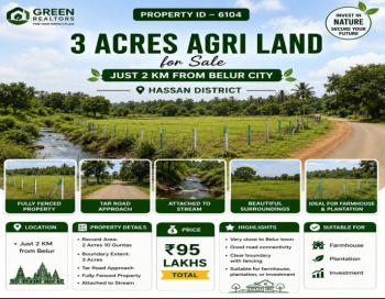 3 acres agri land for sale near belur city