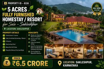 5 acres fully furnished homestay / resort for sale near sakleshpura