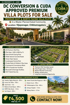 DC conversion and CUDA approved premium villa plots for sale near chikkamagaluru