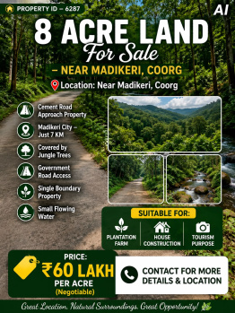 8 acres land for sale near madikeri coorg