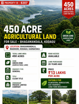 450 acres agricultural land for sale near kodagu