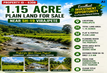1.15 acres plain land for sale near virajpete