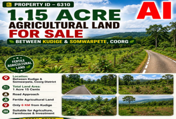 1.15 acres agricultural land for sale nearr somwarpete coorg