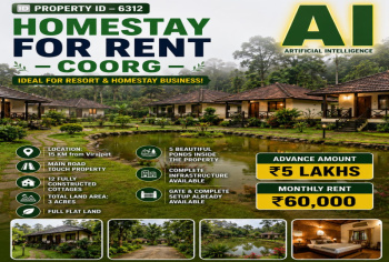 Banquet Hall & Guest House for Rent in Madikeri, Kodagu (3 Acre)