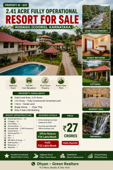 2.41 acre fully operational resort for sale near kodagu
