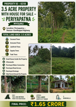 3.5 acres property with house for sale near periyapatna