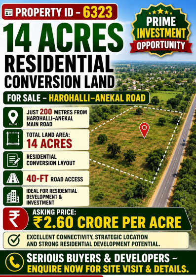 14 acres residential converted land for sale near anekal road bangalore