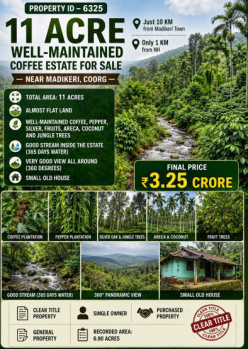 11 acres well maintained coeffe estate for sale near madikeri coorg