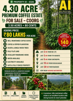 4.30 acres premium coeffe estate for sale near coorg