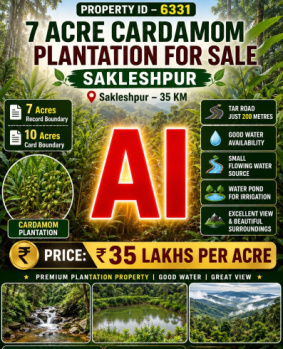 7 acres cardamom plantation for sale near saklespura