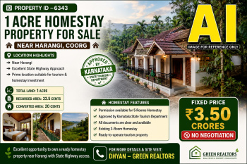 1 acres homesaty property for sale near near harangi coorg