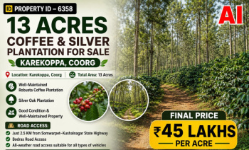 13 acres coeffe and silver plantation for sale near coorg