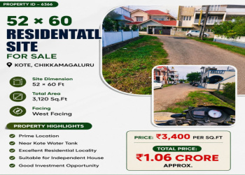 3120 sqft residential site for sale near kote chikkamagaluru