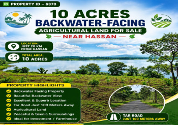 10 acres backwater facing agicultural land for sale near hassan