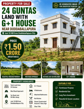 24 gunats land with g+1 house for sale near doddaballapura