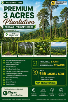3 acres plantation for sale near virapete