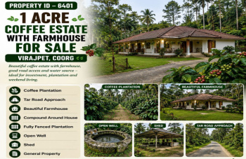 1 acres coeffe estate with farmhouse for sale coorg
