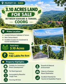 Agricultural/Farm Land for Sale in Kushalnagar, Kodagu (3 Acre)