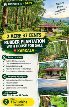 2 acres 37 cents rubber and plantation for sale