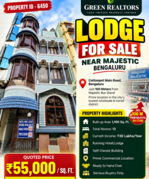 Hotel & Restaurant for Sale in Majestic, Bangalore (1100 Sq.ft.)