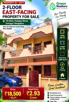 2 floor east facing property for sale