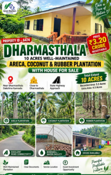 10 acres well maintained areca and coconut plantation for sale