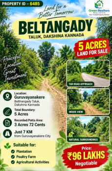 Commercial Lands /Inst. Land for Sale in Beltangadi, Dakshina Kannada (5 Acre)