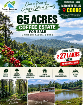 65 acres well maintained coeffe esatte for sale