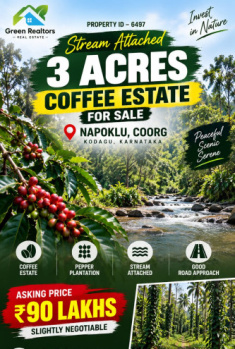 3 acres stream attached coeffe esate  for sale
