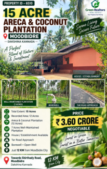 15 acres areca and coconut plantation for sale