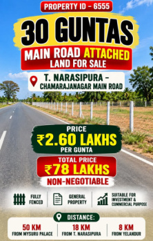 Commercial Lands /Inst. Land for Sale in Gundlupet, Chamarajanagar (30 Guntha)