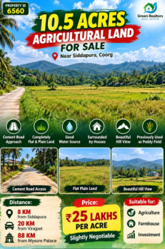 Agricultural/Farm Land for Sale in Madikeri, Kodagu (10 Acre)
