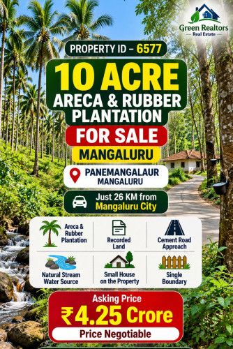 10 acres areca and rubber plantation for sale