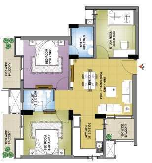 2 BHK Flats & Apartments for Sale in Sector 75, Faridabad (1347 Sq.ft.)