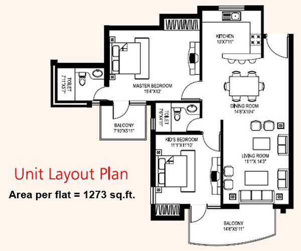 2 BHK Flats & Apartments for Sale in Sector 88, Faridabad (1273 Sq.ft.)