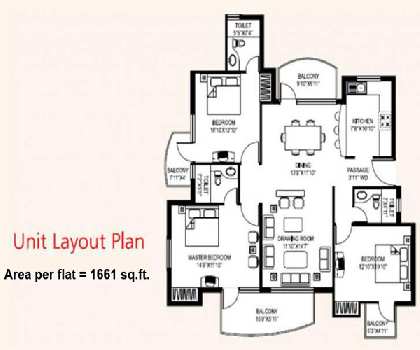3 BHK Flats & Apartments for Sale in Sector 88, Faridabad (1661 Sq.ft.)