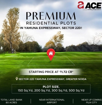 PLOT FOR SALE ACE GROUP YAMUNA EXPRESSWAY SEC 22 D 200 GAJ PLOT 2.30 CR