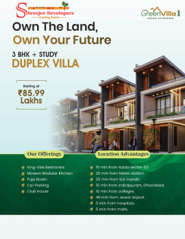 Independent Villas For  SALE Green Villa 1 Noida Extension 100 gaj Villa 1.15 cr