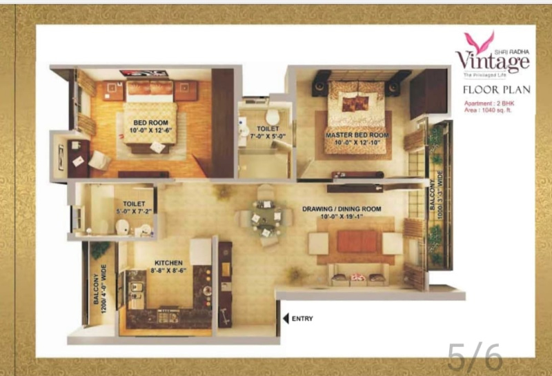 2 BHK Flats & Apartments for Sale in Goverdhan Road, Mathura (1040 Sq.ft.)