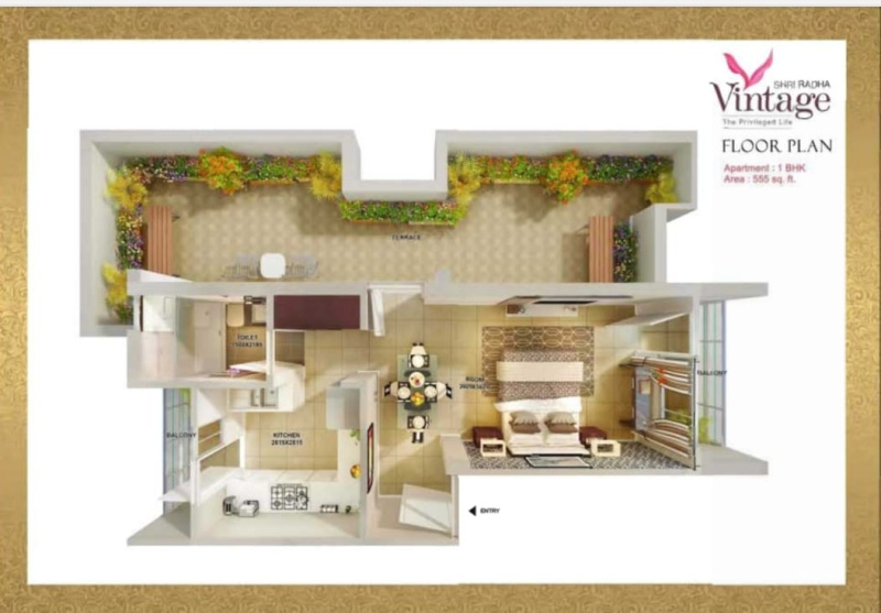 1 BHK Flats & Apartments for Sale in Goverdhan Road, Mathura (555 Sq.ft.)