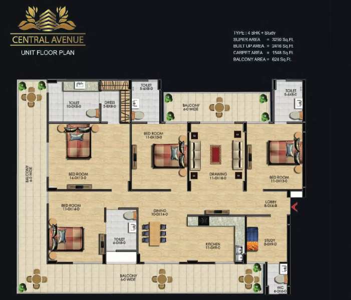 4 BHK Flats & Apartments for Sale in Sector 33, Gurgaon (2416 Sq.ft.)