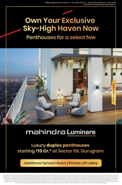 4 BHK Penthouse for Sale in Sector 59, Gurgaon (5200 Sq.ft.)