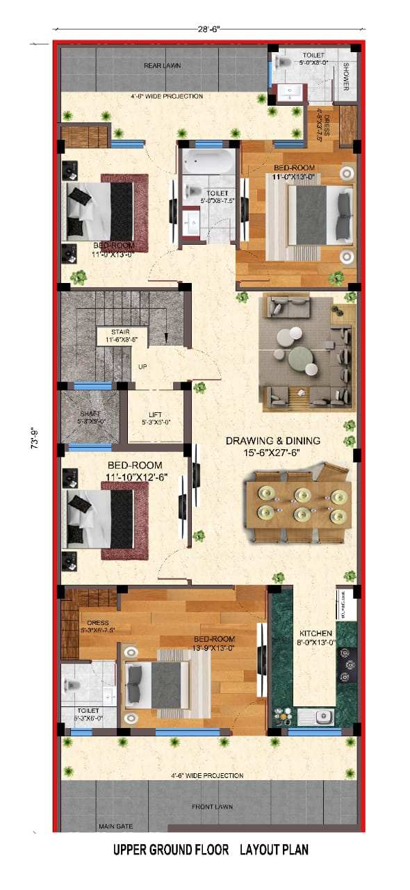 4 BHK Flats & Apartments for Sale in Sainik Colony, Faridabad (1820 Sq.ft.)