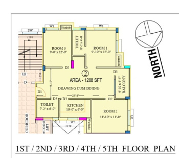 3bhk Flat For Sale in Apcar garden
