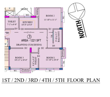 Flats & Apartments for Sale in Court More, Asansol (1221 Sq.ft.)